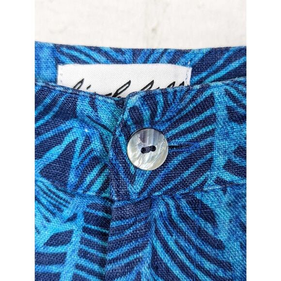 BIRCH HILL Lagenlook Boho Palm Leaf Print 100% Linen Cropped Pants Size 10 - Picture 4 of 7